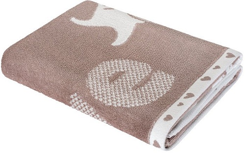 Полотенце Нордтекс Облачко Зайки Love МХ42 100x100 (бежевый тауп/белый)
