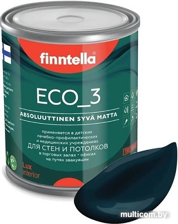 Краска Finntella Eco 3 Wash and Clean Ukonilma F-08-1-1-LG208 0.9 л (темно-зелен)