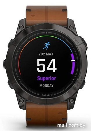 Умные часы Garmin Epix Pro Gen 2 Sapphire 51 мм (карбоново-серый титан/каштановый, с кожаным и силиконовым ремешками)