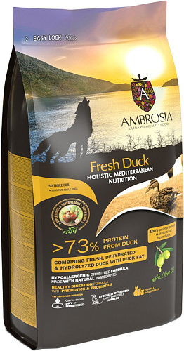 Сухой корм для собак Ambrosia Mediterranean Adult All Breeds Fresh Duck (для всех пород со свежей уткой) 5 кг
