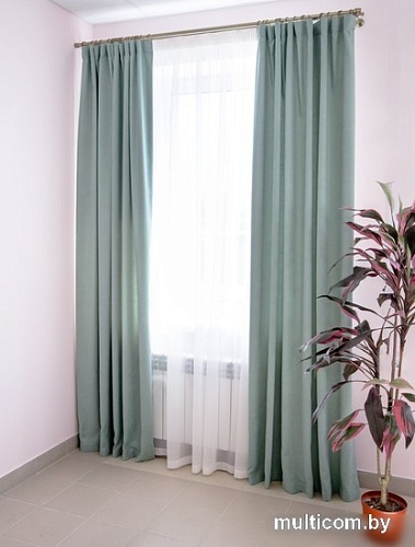 Комплект штор Decoretto Канвас нежно-мятный КНМ-К248 4x2.6 м (зеленый, 2 шт)