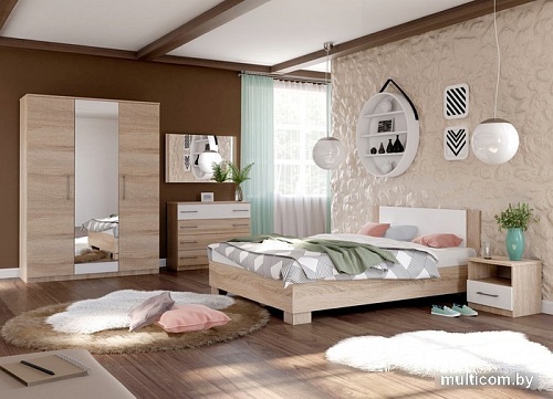 Кровать Imperial Аврора 160x200 ПМ (дуб сонома/белый)