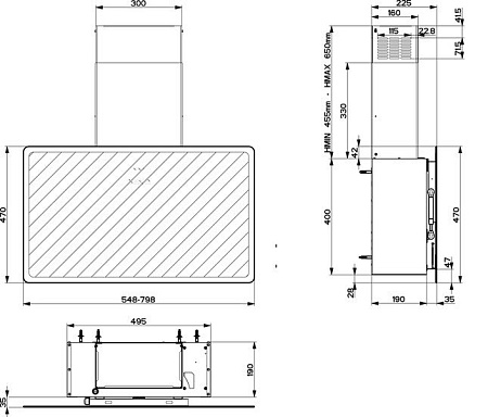 Кухонная вытяжка Faber Glam Fit 55 BK 330.0528.270