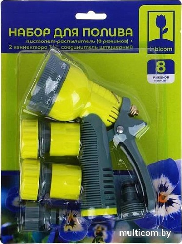 Распылитель Inbloom Пистолет-распылитель 8 режимов 2 коннектора 3/4 (зеленый/желтый)