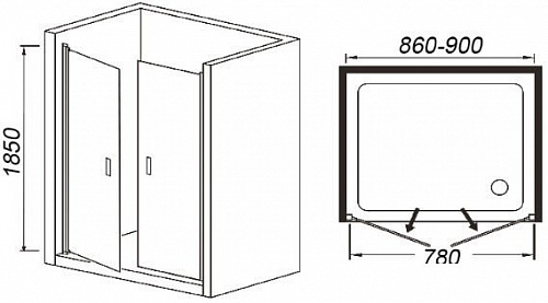 Душевая дверь WeltWasser WW600 600K2-90