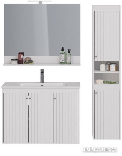 Lemark Зеркало Romance 100 LM07R100Z (с полкой, белый глянец)