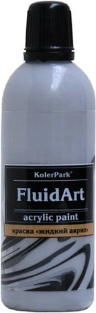 Акриловая краска KolerPark Fluid Art Жидкий акрил (серый, 80 мл)