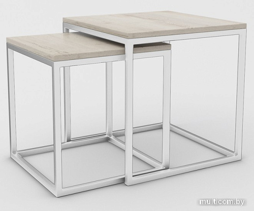 Журнальный столик Hype Mebel Дуэт 40x50-100 (белый/древесина белая)
