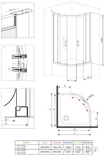 Душевой уголок Deante Funkia 90x90 KYP 453K (хром/графитовое)