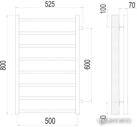 Полотенцесушитель TERMINUS Вега П8 500x800 бп