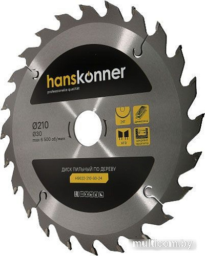 Пильный диск Hanskonner H9022-210-30-24