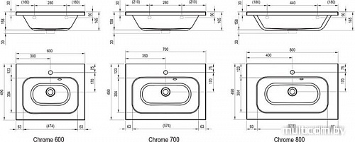 Умывальник Ravak Chrome 600 60x49 со скрытым переливом [XJG01260000]