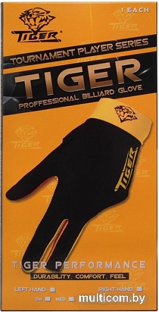 Перчатки для бильярда Tiger Professional Billiard Glove 10694 (1 шт, р. L, черный/желтый)