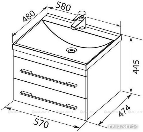 Aquanet Тумба под умывальник Верона New 58 272428