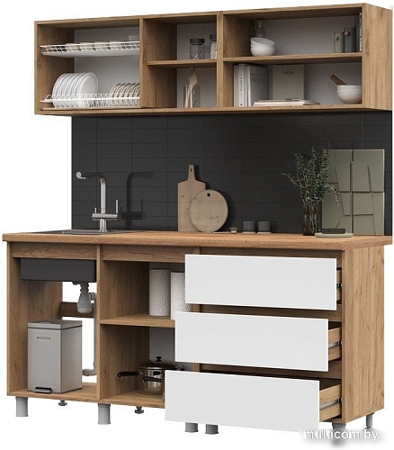 Готовая кухня Стендмебель Хелен 1.7 (белый/дуб крафт золотой)