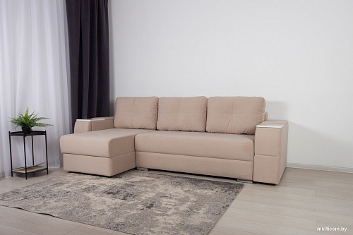 Угловой диван DiArt Бруклин 7-левый (велюр, Selfie cream/крафт)