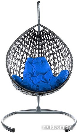 Подвесное кресло M-Group Капля Люкс 11030310 (серый ротанг/синяя подушка)