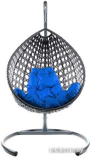 Подвесное кресло M-Group Капля Люкс 11030310 (серый ротанг/синяя подушка)