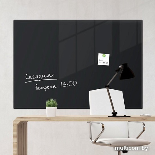Магнитно-маркерная доска BRAUBERG стеклянная 60х90 см (черный)