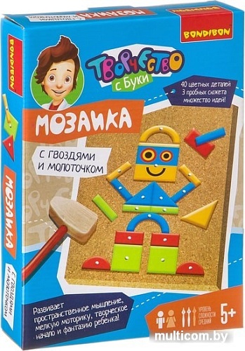Мозаика/пазл Bondibon Мозаика с гвоздями и молоточком Роботы ВВ3408