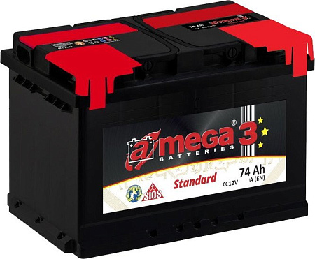 Автомобильный аккумулятор A-mega Standard 74 R низкая (74 А&middot;ч)
