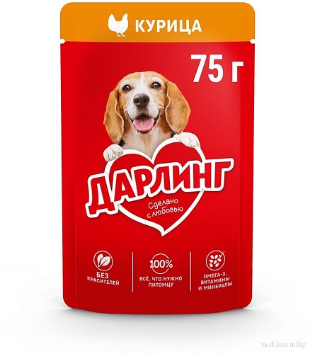 Консервированный корм для собак Дарлинг Курица в подливе 75 г