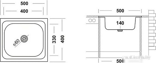 Кухонная мойка Ukinox ECO 500.400 (стальной/нержавеющая сталь)