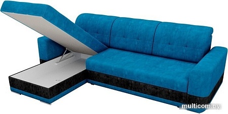 Угловой диван Mebelico Честер 61106 (левый, велюр, голубой/черный)