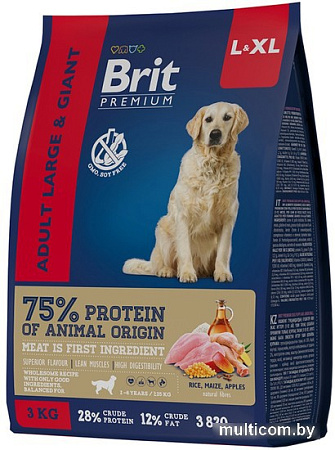 Сухой корм для собак Brit Premium Dog Adult Large and Giant курица 3 кг