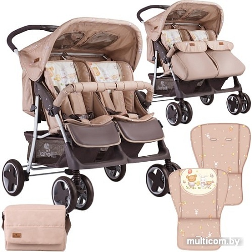 Коляска прогулочная «книга» Lorelli Twin 2019 (beige bear party)