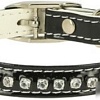 Ошейник Каскад Синтетик двойной прошитый со стразами и бубенчиком 00210106-07 (черный)