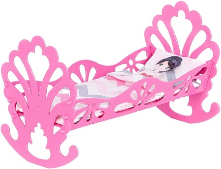 Кроватка для кукол Полесье сборная с бумажной куклой и постельным бельём 69801