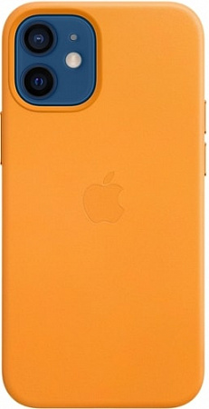 Чехол Apple MagSafe Leather Case для iPhone 12 mini (золотой апельсин)
