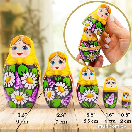 Развивающая игра Брестская Матрешка Девушка с сиренью и ромашками (набор 5 шт)