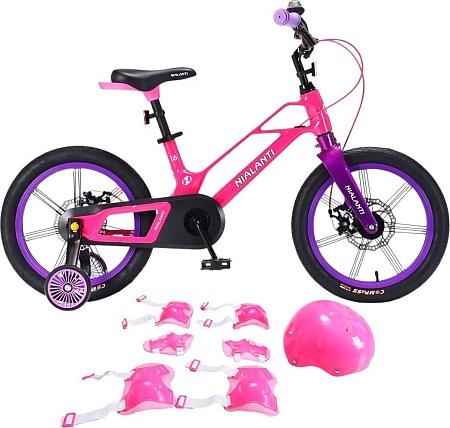 Детский велосипед Nialanti Magic 16 MD 2025 (розовый, с комплектом защиты, разобранный)