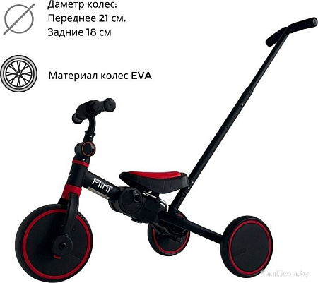 Беговел-велосипед Bubago Flint BG-FP-109-7 с ручкой (черный/красный)