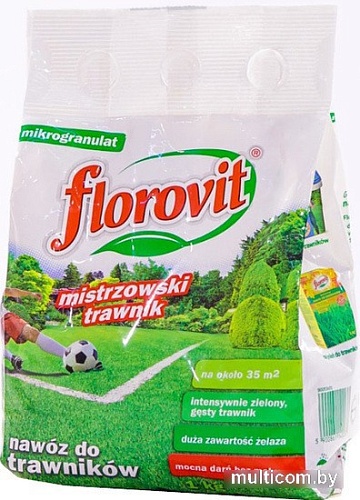 Удобрение Florovit Для газона с добавкой железа гранулированное (1 кг, мешок)