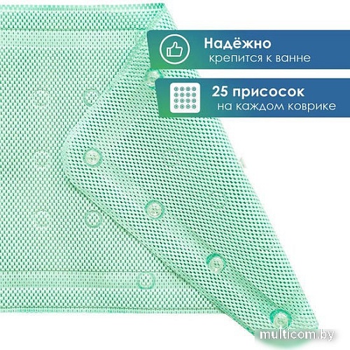 Коврик на присосках Вилина Массажный Лотос 6910 (43x90, зеленый)