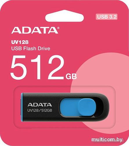 USB Flash ADATA DashDrive UV128 512GB (черный/синий)