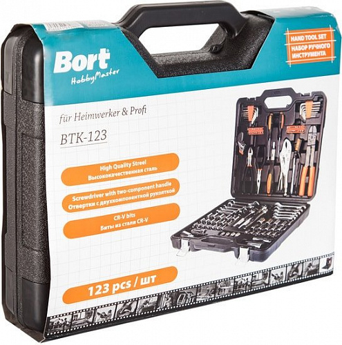 Универсальный набор инструментов Bort BTK-123 (123 предмета)