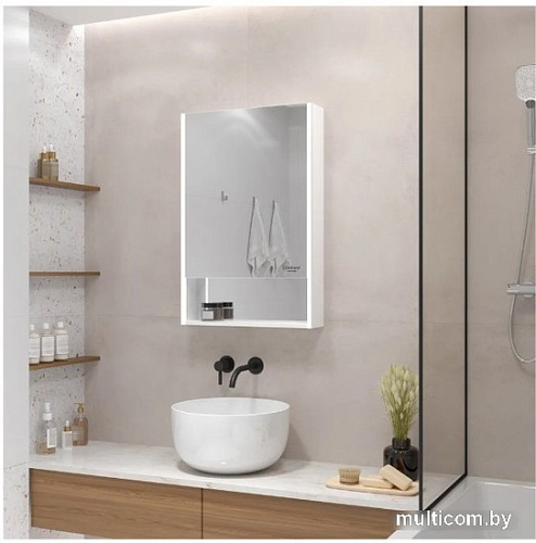 Континент Шкаф с зеркалом Filit Led 50x80 (левый, белый)