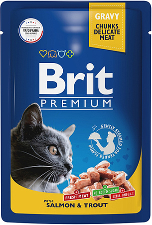 Пресервы Brit Premium лосось и форель в соусе 85 г