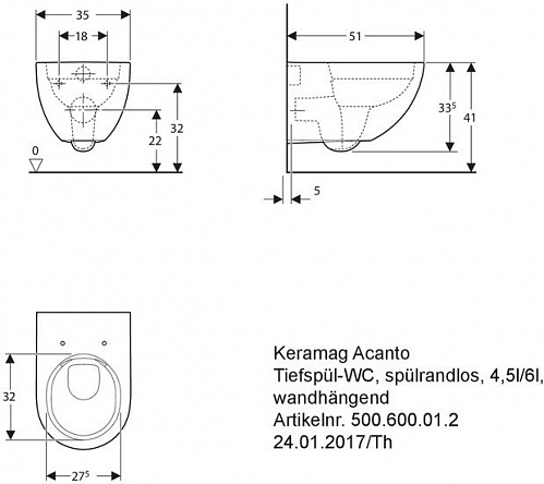 Унитаз Keramag Acanto 500.600.01.2