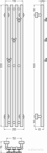Полотенцесушитель Сунержа Кантата Pro 1200x150 30-0446-1215