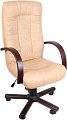 Кресло Деловая обстановка Атлант Экстра (орех, желто-бежевый, кожа люкс)