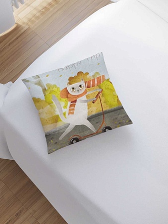 Чехол на подушку JoyArty Кот на самокате sl_79809