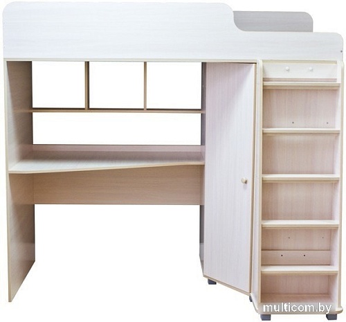 Кровать-чердак Красная звезда Р440 Капризун 5 со шкафом 180x80 (дуб млечный)