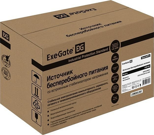 Источник бесперебойного питания ExeGate SpecialPro UNB-600.LED.AVR.2SH.RJ.USB EX292764RUS