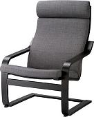 Интерьерное кресло Ikea Поэнг (черно-коричневый/шифтебу темно-серый) 393.028.03