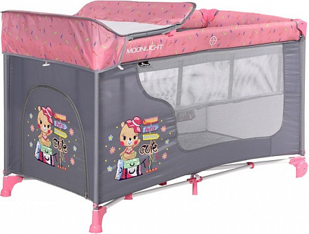 Манеж-кровать Lorelli Moonlight 2 Layers 2020 (pink travelling)